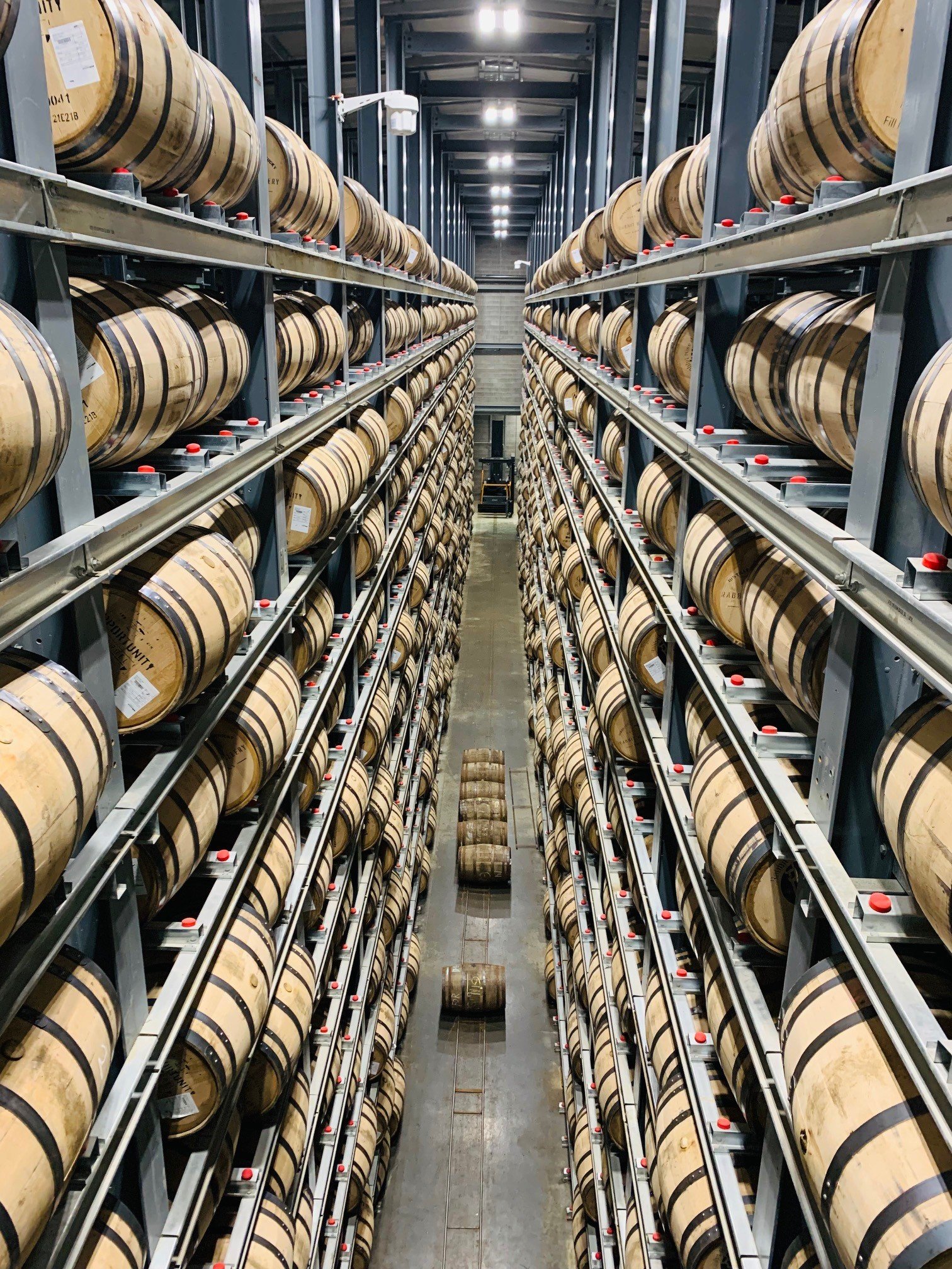 barrels center aisle rails from above