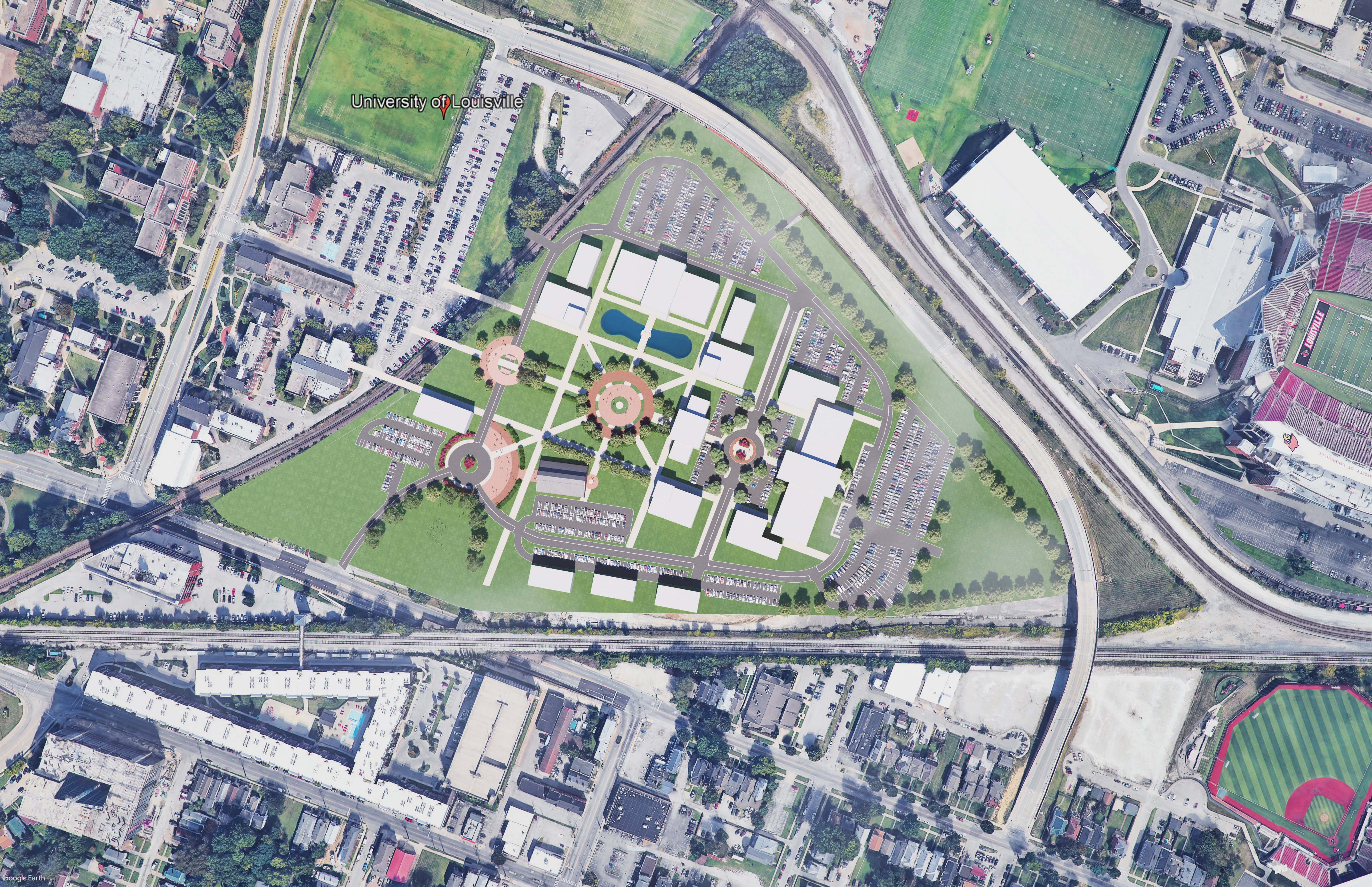 university-of-louisville-foundation-master-plan-aerial-rendering